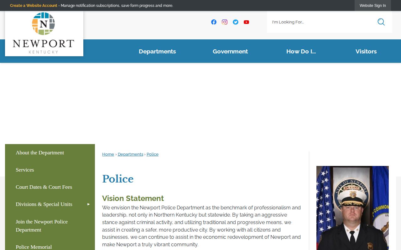 Newport Police Department contact page for arrest and incident questions